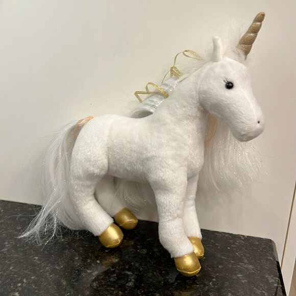 DOUGLAS 2018 White GOLDEN PRINCESS UNICORN 12" Plush Cuddle Toys #764 - Picture 4 of 8